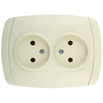 Розетка СВЕТОЗАР &quot;CITY LIGHT&quot; двойная в сборе, без заземления, цвет бежевый, 16А/~250В SV-54202-B купить в Тобольске