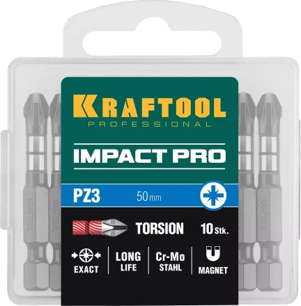 Биты для ударных шуруповертов KRAFTOOL Impact Pro PZ 26193-3-50-S10 купить в Тобольске
