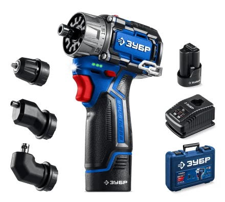 ЗУБР КОМБИ #3, 12 В, 45 Н·м, 2 АКБ тип Т7 (2 А·ч), модульная дрель-шуруповерт, BRUSHLESS, кейс, Профессионал (DB-125-22) купить в Тобольске