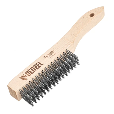 Щетка зачистная 5-и рядная, прямая проволока из нержавеющей стали с деревянной ручкой, EFP// Denzel 74845 купить в Тобольске