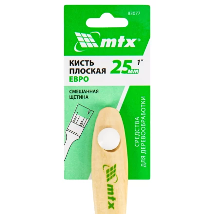 Кисть плоская &quot;Евро&quot; 1&quot;, смешанная щетина, деревянная ручка MTX 83077 купить в Тобольске