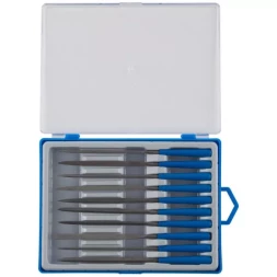 Набор ЗУБР "ЭКСПЕРТ" Надфили, пластмассовая ручка, насечка 0=драчевая, 100мм, 10шт 16021-0-H10