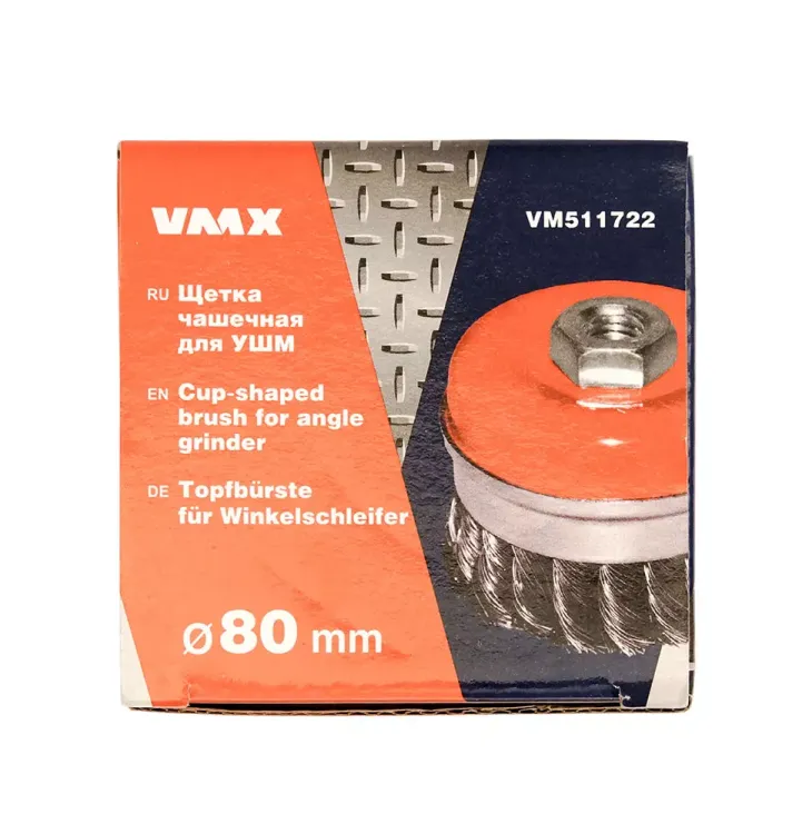 Щетка для УШМ М14/80 мм чашечная сталь витая VMX 511722 купить в Тобольске