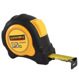 Рулетка STAYER "MASTER" "OMEGA" автостоп, обрезиненный корпус, 7,5мх25мм 548832