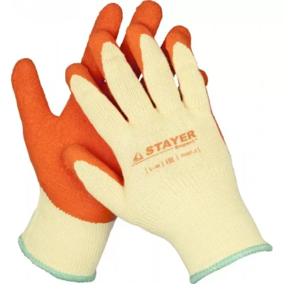Перчатки STAYER "EXPERT" рабочие с рельефным латексным покрытием, 10 класс, S-M 11407-S