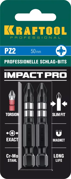 Биты для ударных шуруповертов KRAFTOOL Impact Pro PZ 26193-2-50-S2 купить в Тобольске