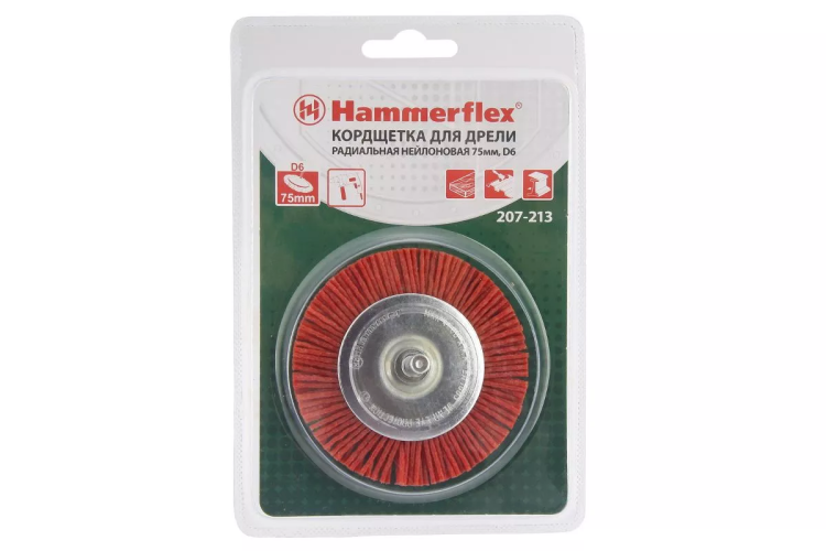 Кордщетка HAMMER плоская 75мм для дрели нейлон (207-213) купить в Тобольске