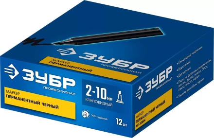 ЗУБР МП-1000К чёрный, 2-10 мм, клиновидный перманентный маркер (06333-2) купить в Тобольске