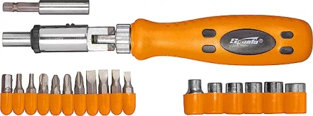 Отвертка реверсивная с шарниром + биты + головки, 19 шт  SPARTA 115545 купить в Тобольске