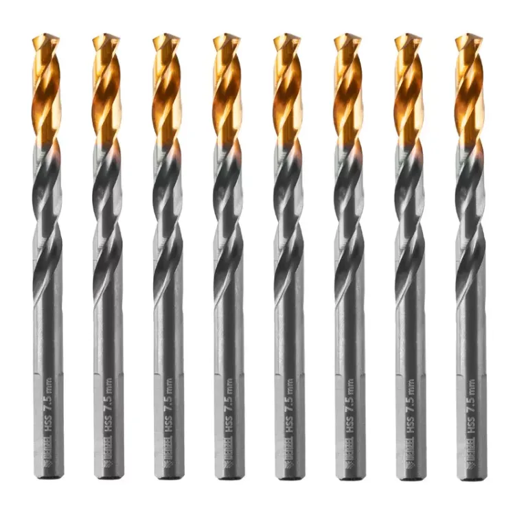 Сверло по металлу, 7,5 мм, HSS-Tin, Golden Tip, 8 шт. Denzel 717218 купить в Тобольске