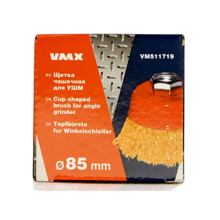 Щетка для УШМ М14/85 мм чашечная сталь прямая VMX 511719 купить в Тобольске
