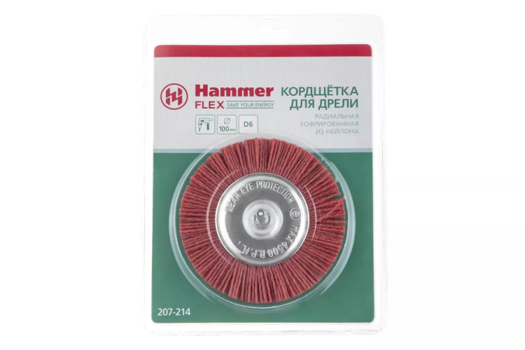 Кордщетка HAMMER плоская 100мм для дрели нейлон (207-214) купить в Тобольске