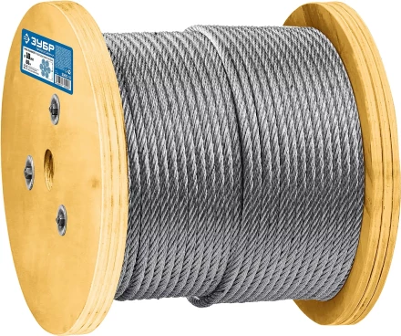 ЗУБР DIN 3066, свивка 6 х 37 + IWR, 10 мм, L 60 м, грузоподъемный стальной трос, Профессионал (30417-10) купить в Тобольске