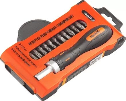 Отвертка реверсивная с набором бит, CrV, 12шт SPARTA 11347 купить в Тобольске