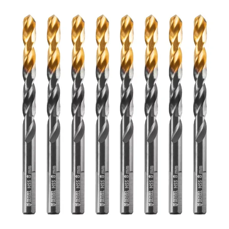 Сверло по металлу, 8 мм, HSS-Tin, Golden Tip, 8 шт. Denzel 717219 купить в Тобольске