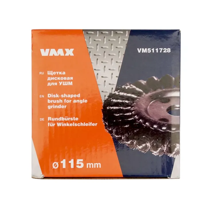 Щетка для УШМ ф22,2/115 мм дисковая сталь витая VMX 511728 купить в Тобольске