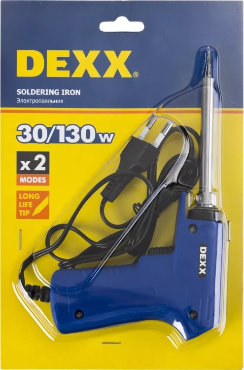 Паяльник DEXX, 2 уровня мощности 30-130Вт, пистолетная рукоятка 55317-130 купить в Тобольске