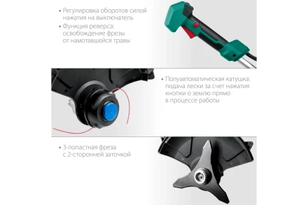 ЗУБР С1-18, 36 В, 35/25.5 см, 2х18 В АКБ (2 А·ч), бесщеточный триммер (ТАБ-365-22) купить в Тобольске