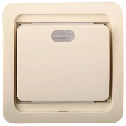 Выключатель СВЕТОЗАР &quot;ГАММА&quot; одноклавишный, с подсветкой, цвет бежевый, 10А/~250В SV-54131-B купить в Тобольске
