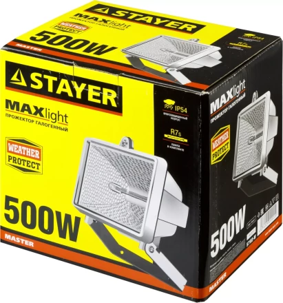 Прожектор STAYER &quot;MASTER&quot; MAXLight галогенный, с дугой крепления под установку, белый, 500Вт 57103-W купить в Тобольске