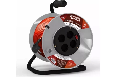 Удлинитель силовой на катушке Ресанта СУ-3х1,5-30/2 (с выкл., 4 розетки) 61/118/6 купить в Тобольске