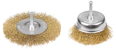 STAYER &quot;PROFESSIONAL&quot;. Набор щеток-крацовок для дрели, витая стальная латунированная проволока 0,3мм, дисковая 100мм, чашечная 75мм, 2шт 35150-H2_z01 купить в Тобольске