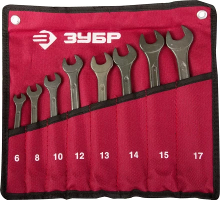 Набор ЗУБР Ключи комбинированные, серия &quot;Т-80&quot;, хромованадиевая сталь, зелёный цинк, 6-17мм, 8шт 27025-H8 купить в Тобольске