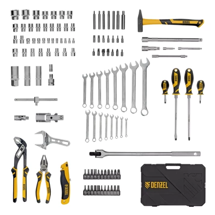 Набор инструментов Denzel 15804, 1/2&quot;, 1/4&quot;, CrV, S2, пластиковый кейс, 122 предмета купить в Тобольске