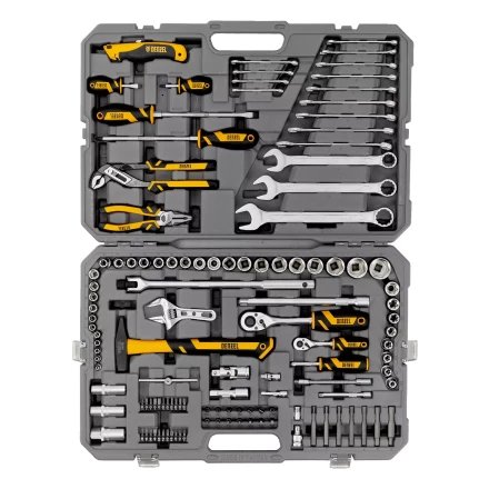 Набор инструментов Denzel 15804, 1/2&quot;, 1/4&quot;, CrV, S2, пластиковый кейс, 122 предмета купить в Тобольске