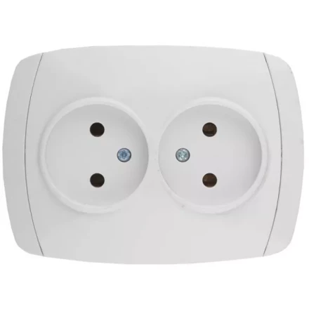 Розетка СВЕТОЗАР &quot;CITY LIGHT&quot; двойная в сборе, без заземления, цвет белый, 16А/~250В SV-54202-W купить в Тобольске