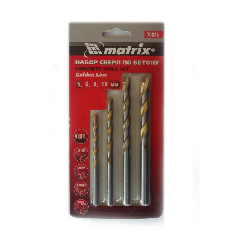 Набор сверл по бетону Golden Line 5-6-8-10мм MATRIX 70825 купить в Тобольске