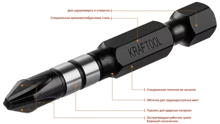 Биты для ударных шуруповертов KRAFTOOL Impact Pro PH 26191-2-50-S10 купить в Тобольске