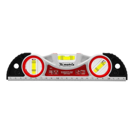 Уровень алюминиевый литой, фрезерованный, 3 глазка, две ударные площадки, 235 мм// Matrix 34910 купить в Тобольске