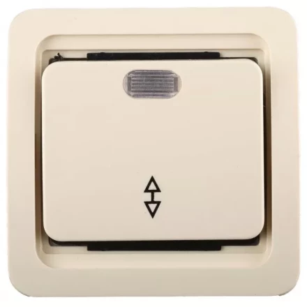 Выключатель СВЕТОЗАР &quot;ГАММА&quot; проходной одноклавишный, с подсветкой, цвет бежевый, 10А/~250В SV-54138-B купить в Тобольске