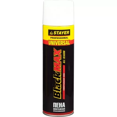 Пена "BlackMAX" монтажная, адаптерная, всесезонная, 500мл, STAYER 41130
