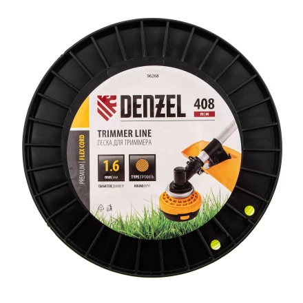 Леска для триммера круглая, 1,6мм х 408м, на DIN катушке FLEX CORD, Denzel 96268 купить в Тобольске