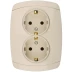 Розетка СВЕТОЗАР &quot;CITY LIGHT&quot; двойная в сборе, с заземлением, цвет бежевый, 16А/~250В SV-54207-B купить в Тобольске