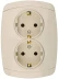 Розетка СВЕТОЗАР &quot;CITY LIGHT&quot; двойная в сборе, с заземлением, цвет бежевый, 16А/~250В SV-54207-B купить в Тобольске