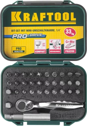 PRO. Наборы в боксе: БИТЫ KRAFTOOL PRO-Drive 26157-H33 купить в Тобольске