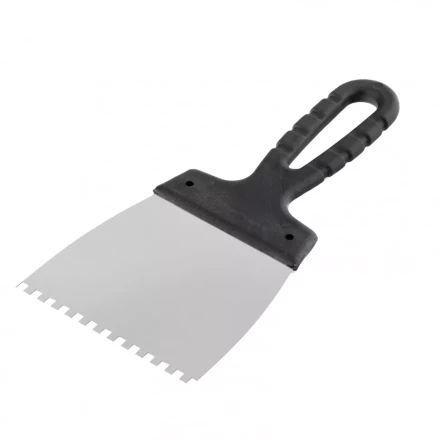 Шпатель из нержавеющей стали 100 мм зуб 4 х 4 мм пластмассовая ручка Россия 85138 купить в Тобольске