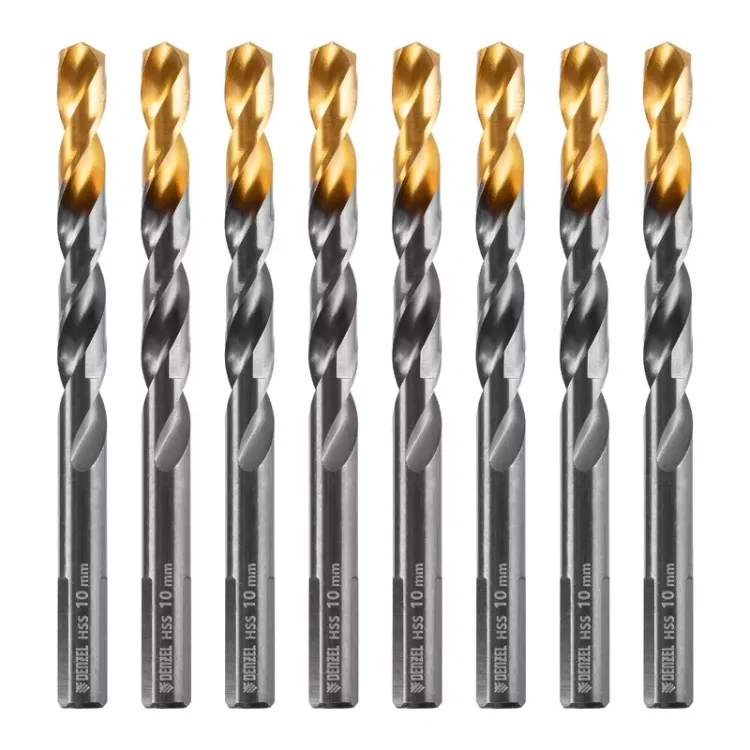 Сверло по металлу, 10 мм, HSS-Tin, Golden Tip, 8 шт. Denzel 717222 купить в Тобольске