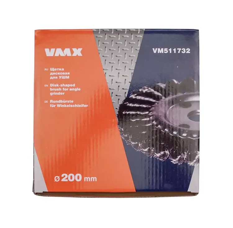 Щетка для УШМ ф22,2/200 мм дисковая сталь витая VMX 511732 купить в Тобольске