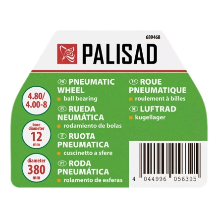 Колесо пневматическое Palisad 4.80/4.00-8 D380мм, подш. внут. диам. 12мм, длина оси 80мм 689468 купить в Тобольске