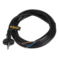Шнур сетевой Denzel Energy Series, ПВС, 3 м, 2 x 1,5 мм, с неразборной вилкой, черный, 3 м, 37673