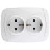Розетка СВЕТОЗАР &quot;CITY LIGHT&quot; двойная в сборе, с заземлением, цвет белый, 16А/~250В SV-54207-W купить в Тобольске