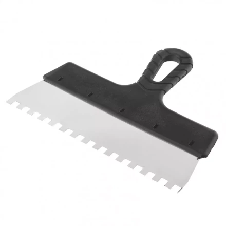 Шпатель из нержавеющей стали 250 мм зуб 8 х 8 мм пластмассовая ручка Россия 85143 купить в Тобольске