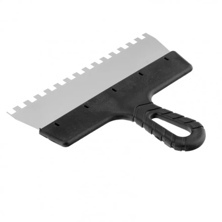 Шпатель из нержавеющей стали 250 мм зуб 8 х 8 мм пластмассовая ручка Россия 85143 купить в Тобольске