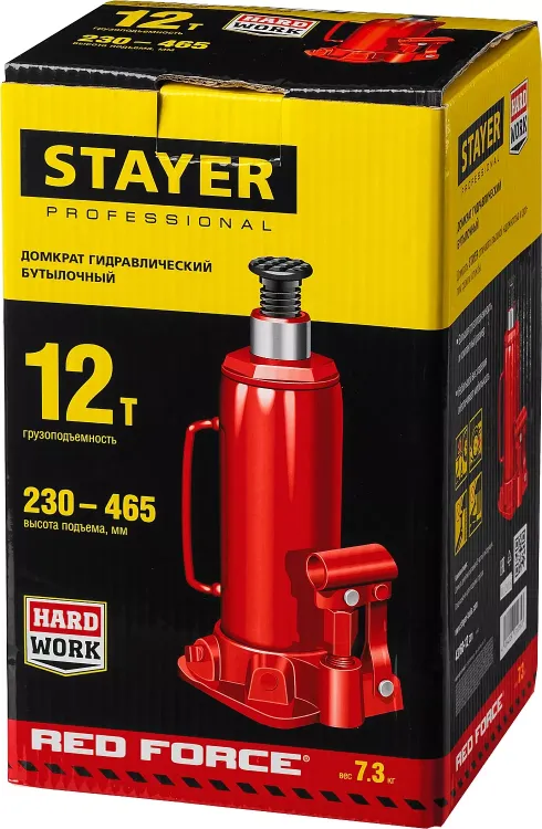 Домкрат STAYER "PROFI" гидравлический бутылочный, 12т, 210-400мм 43160-12 купить в Тобольске