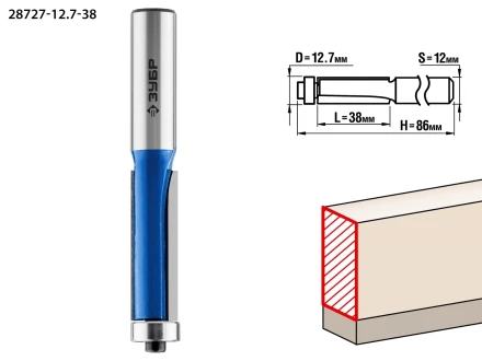 ЗУБР 12.7 x 38 мм, хвостовик 12 мм, фреза кромочная с нижним подшипником, Профессионал (28727-12.7-38) купить в Тобольске