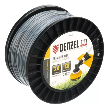Леска для триммера двухкомпонентная квадрат, 3,0мм х 111м, на DIN катушке EXTRA CORD// Denzel 96820 купить в Тобольске